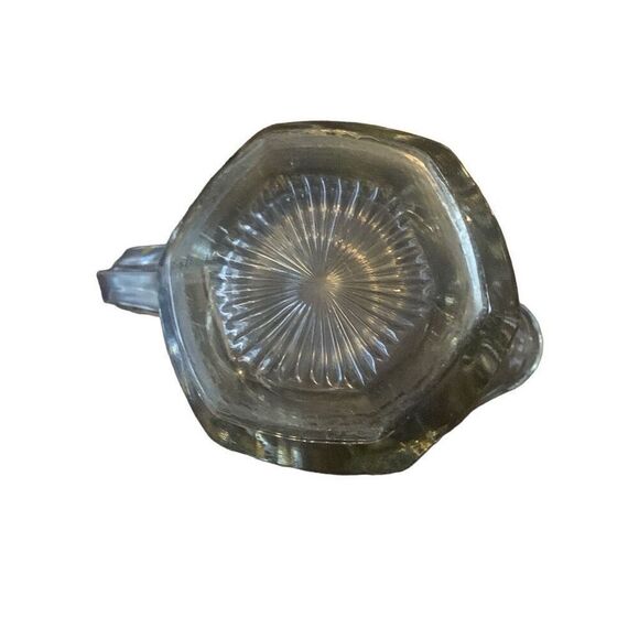 Vintage Heisey Glass Creamer Hexagon Sunburst Base Transparent Classic Style - Picture 9 of 12